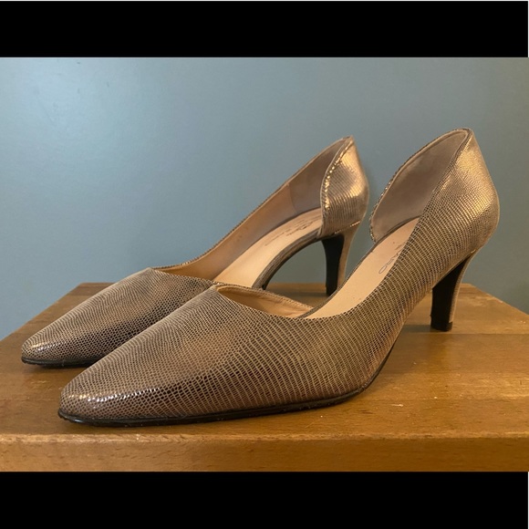 Brenda Zarro medium heel pewter pointed heels - Picture 2 of 5